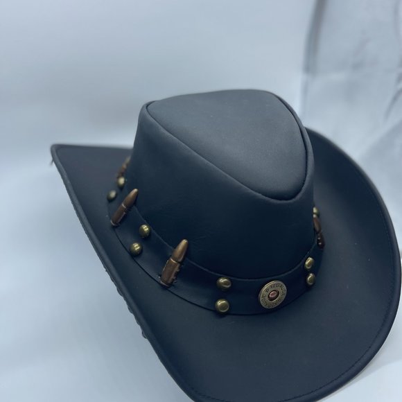LIVSTAK WESTERN COWBOY, BLACK HAT, 100% LEATHER, Size L, S1LVK01, BALLER - Picture 11 of 12
